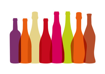 Bouteilles de Vins Multicolores © Lozz
