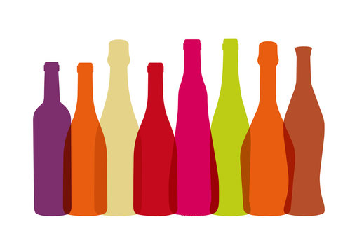 Bouteilles de Vins Multicolores