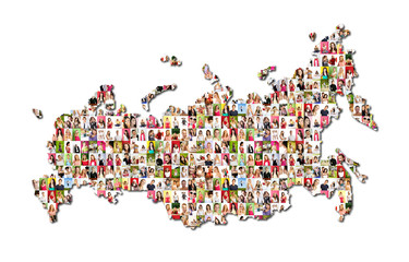 map of russia with a lot of people portraits
