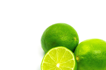 Fresh ripe lime. Isolated on white background