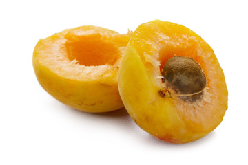 Sweet apricots isolated on white