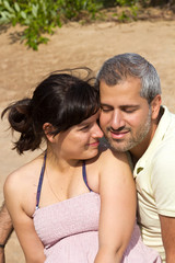 young pair on the seashore