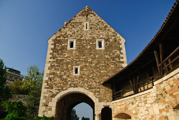 Gate of the medieval barbican - Buda castle in Budapest, Hungary