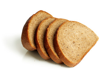 Rye bread on a white