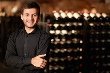 In the wine cellar