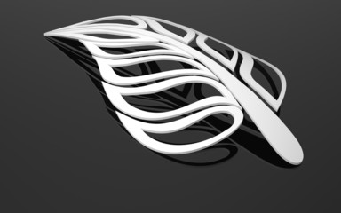 An abstract leaf lying on the glossy surface