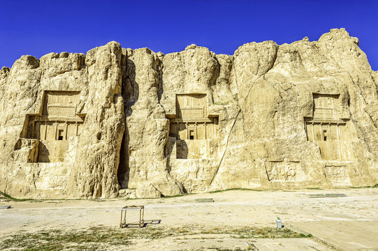 Persian Cross and bas-relief in Naqsh-e Rostam, Shiraz, Iran