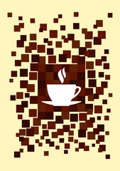 Photo sur Plexiglas Pixels Tasse de boisson chaude parmi les pixels.