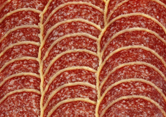 Salami sausage slices full frame