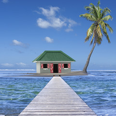 case créole sur île au cocotier