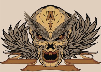 evil wing skull