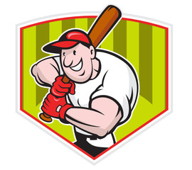 Baseball Player Batting Diamond Cartoon