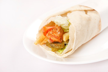 tortilla with meat and vegetables