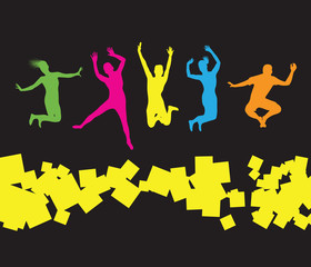 colourful jumping people