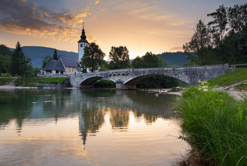 Ribicev Laz,  lake Bohinj in national park Triglav, Slovenia