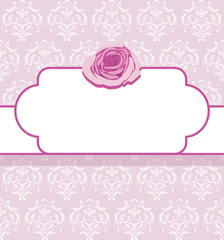 Ornamental frame with pink rose