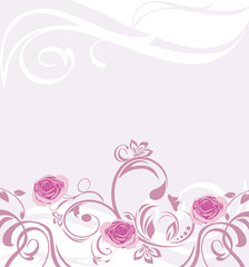 Ornamental background with pink roses