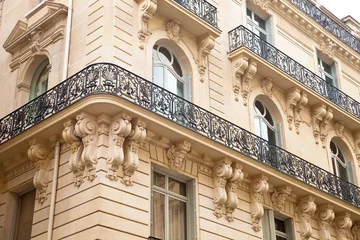 Foto op Canvas Huis met balkon in Parijs © Tiberius Gracchus