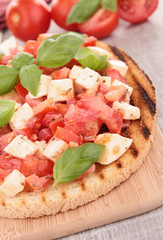 tomato,mozzarella and basil bruschetta