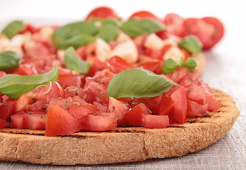 tomato,mozzarella and basil bruschetta