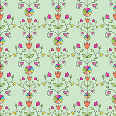 Multicolored ornamental seamless pattern