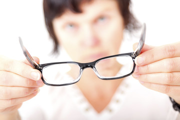 Opticians in fitting eyeglasses