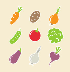 vegetables set of icons vector illustration