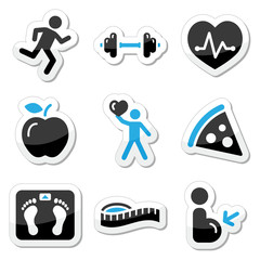 Health and fitness icons set