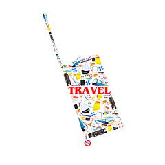 bag illustration with travel symbol vector illustration
