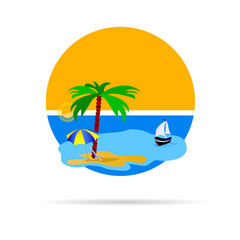 Fototapeta na wymiar ilustracji wektorowych plaża z drzewa palmowego