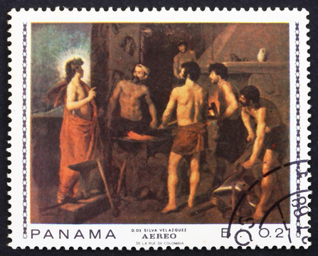 Postage stamp Panama 1967 Blacksmith’s Shop by Velazquez