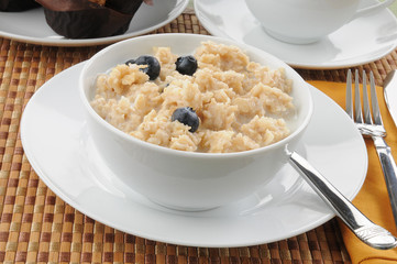 Breakfast bowl of rice and milk