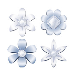 Diamond flowers, design elements' set