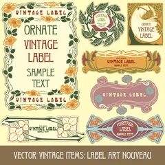 Papier Peint photo autocollant Poster vintage vector vintage items: label art nouveau