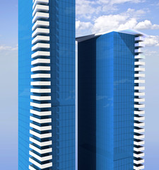 office building complex of two skyscrapers
