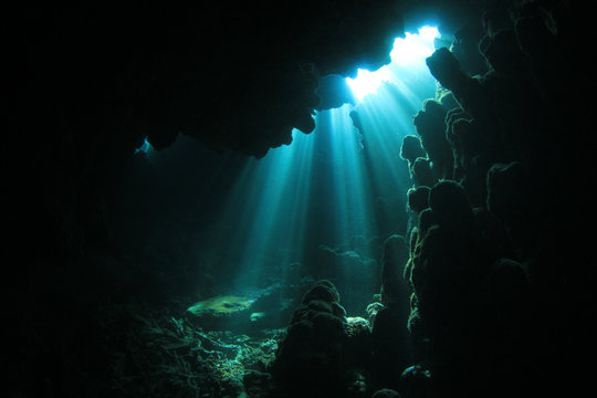 Sunlight in Underwater Cave