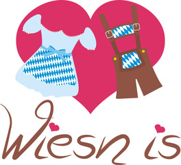 Wiesn Lederhose und Dirnl mit Herz