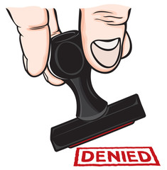 Rubber stamp with the word Denied - 43145029