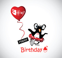 Happy Birthday Card funny penguins