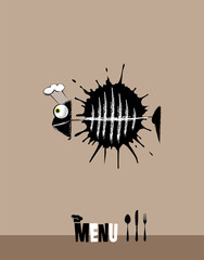 menu for the restaurant with fish