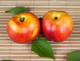 Two bright ripe juicy nectarine