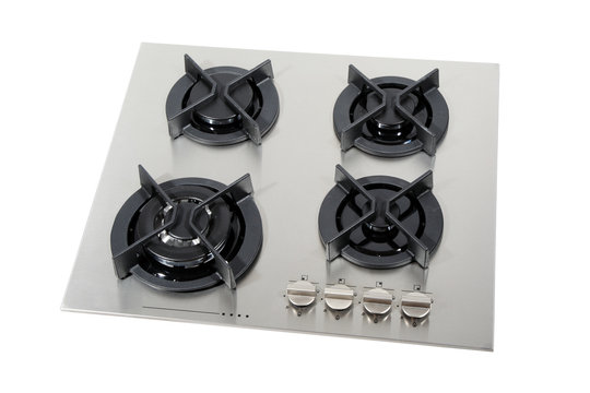 Stainless steel gas hob isolated with clipping path