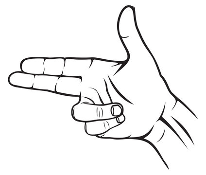 A hand making a shape of a pointed hand gun