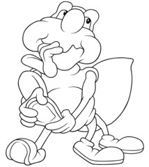 Thoughtful Spider - Black and White Cartoon