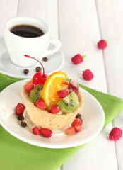 sweet cake with fruits