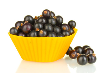 Fresh black currant in silicone mold isolated on white