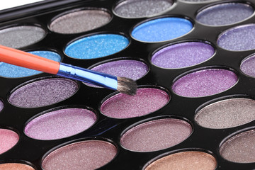 Bright eye shadows close-up