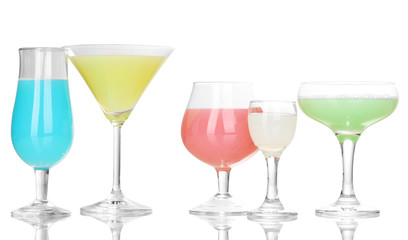 Tasty cocktails isolated on white