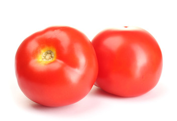 Ripe red tomatoes isolated on white
