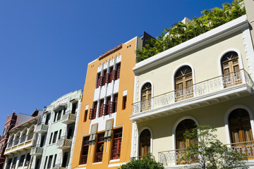 Fototapeta na wymiar Row of houses in Old San Juan Puerto Rico